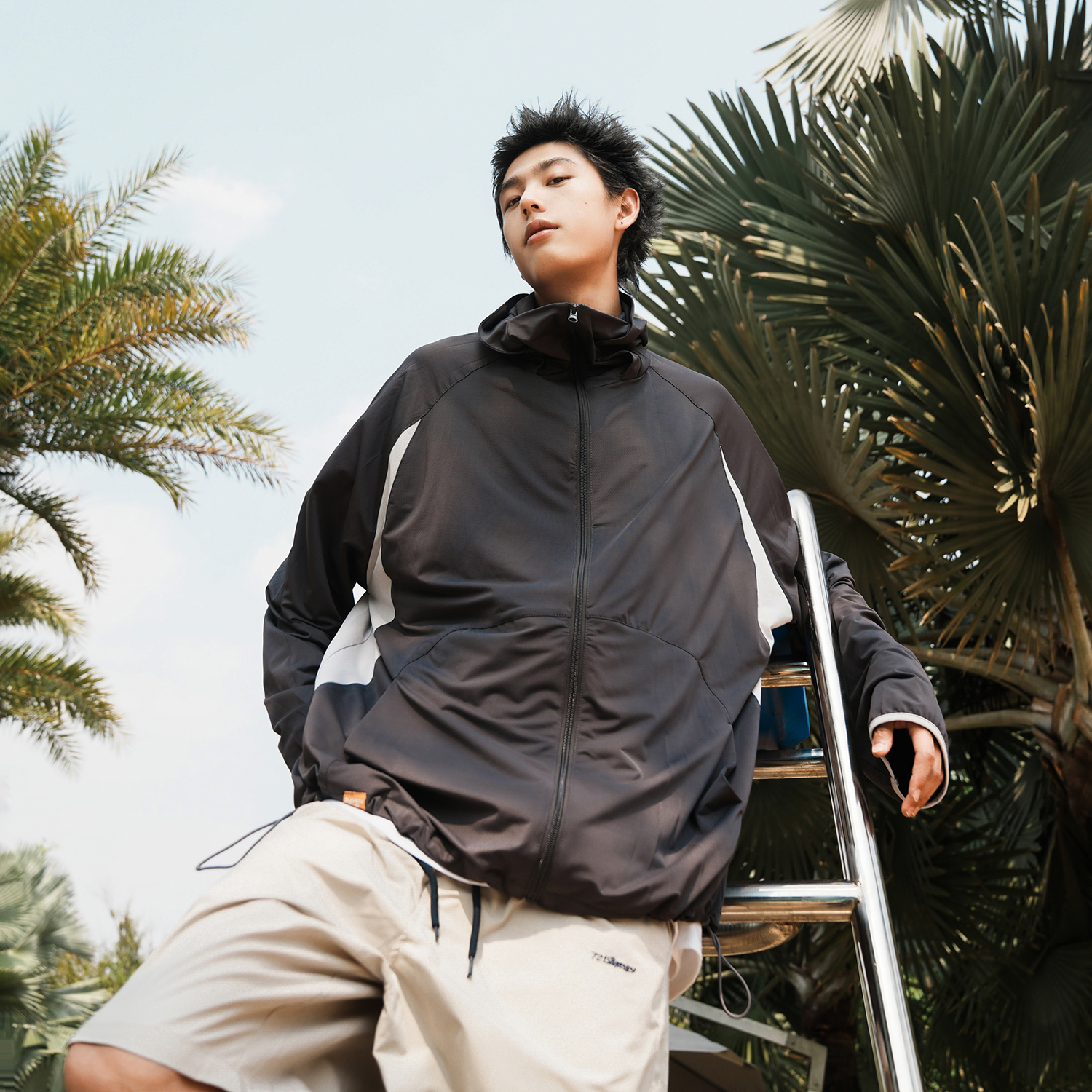 GOGOSOON夏季新款连帽防晒服男生宽松百搭UPF40+百搭户外潮牌外套