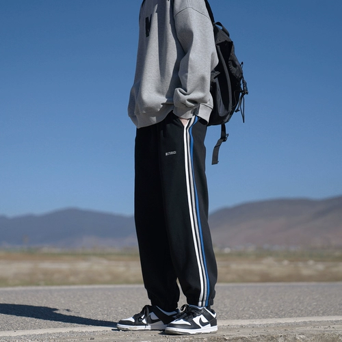 Мужские спортивные спортивные штаны GOGOSOON, вес 340 г, новинка 2025 года, весенне-осенние молодежные брюки с завязками на ногах, красивые полоски по бокам