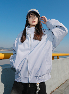 GOGOSOON春秋新款双拉链夹克外套2025男生美式情侣款廓形高级感Q