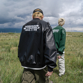 男皮衣夹克美式 GOGOSOON秋季 新品 潮字母印花宽松pu皮外套Q