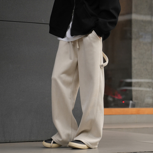 2025秋冬重磅直筒宽松阔腿麂皮长裤 GOGOSOON老钱加绒休闲裤 男新款