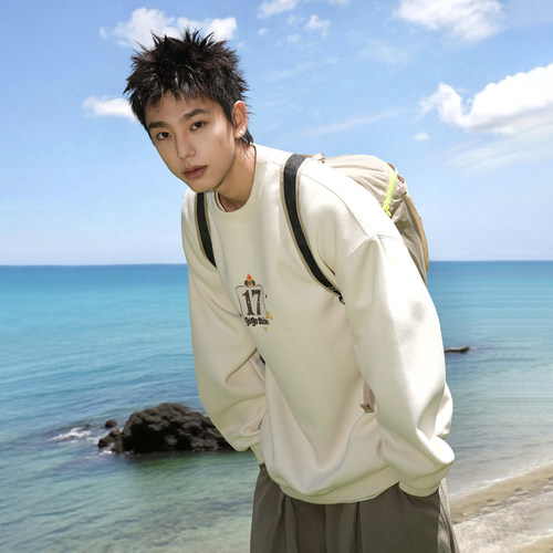 GOGOSOON卫衣男400g新款春秋个性印花圆领休闲上衣学生设计感潮Q