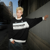 GOGOSOON冬季 复古拼色男保暖针织衫 毛衣新款 包芯纱美式