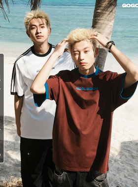 GOGOSOON短袖T恤男upf50+新款夏季防晒三条杠撞色速干凉感运动潮Q