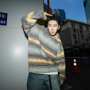 GOGOSOON毛衣男秋冬新款 重磅泰迪绒保暖舒适撞色潮牌 连帽线衫