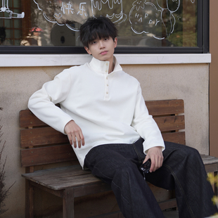 GOGOSOON纯色立领长袖T恤男2026春秋新款基础百搭Slimfit简约休闲