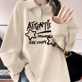 青少年长袖 polo领拉链卫衣少女大童春秋加厚初中高中学生宽松上衣