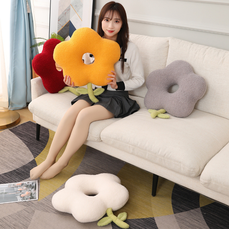 花朵造型抱枕午睡枕客厅沙发靠枕毛绒圆形靠垫家居装饰