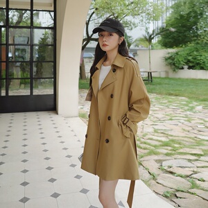 咖色小个子风衣女中长款2022年春秋季新款炸街高级感今年流行外套图片