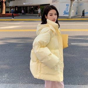 奶黄色短款羽绒棉服女冬2024新款流行爆款森系棉衣学生棉袄炸街图片
