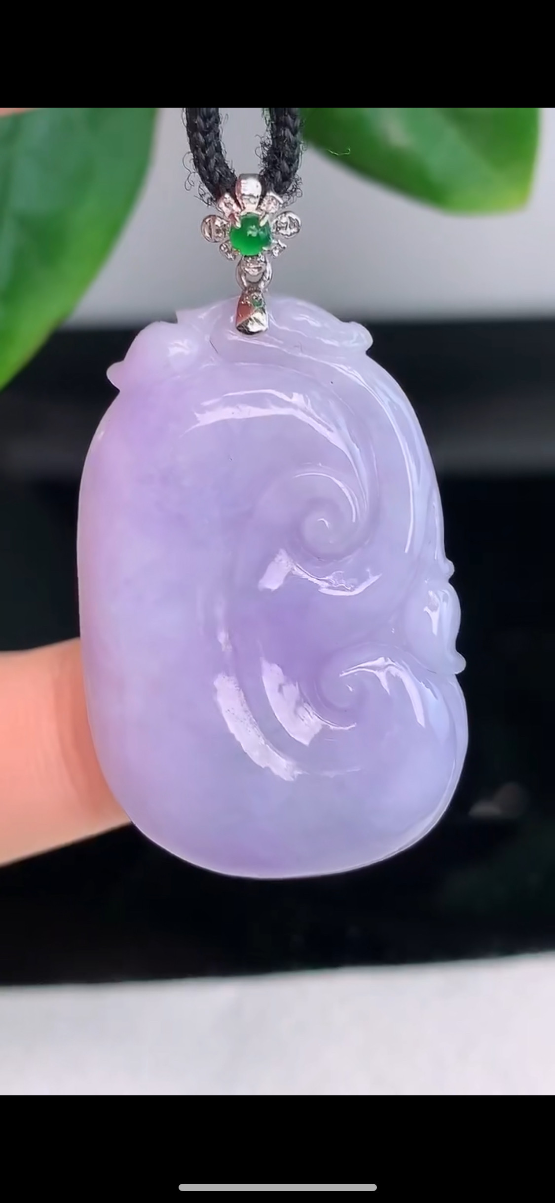 缅甸老坑玉石珠宝首饰天然a货翡翠18k金镶嵌冰种紫罗兰如意吊坠