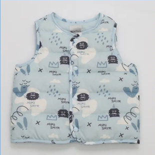 三木3折白鸭绒90绒子羽绒马甲小町宝宝保暖外穿内搭背心白鸭绒