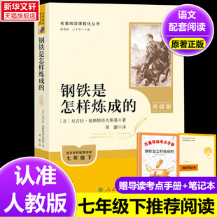 原著七年級下冊閱讀名著人民教育出版 正版 鋼鐵是怎樣煉成 作 全書彩色印刷并配有精美插圖中國家喻戶曉 紅色經(jīng)典 社升級版 人教版