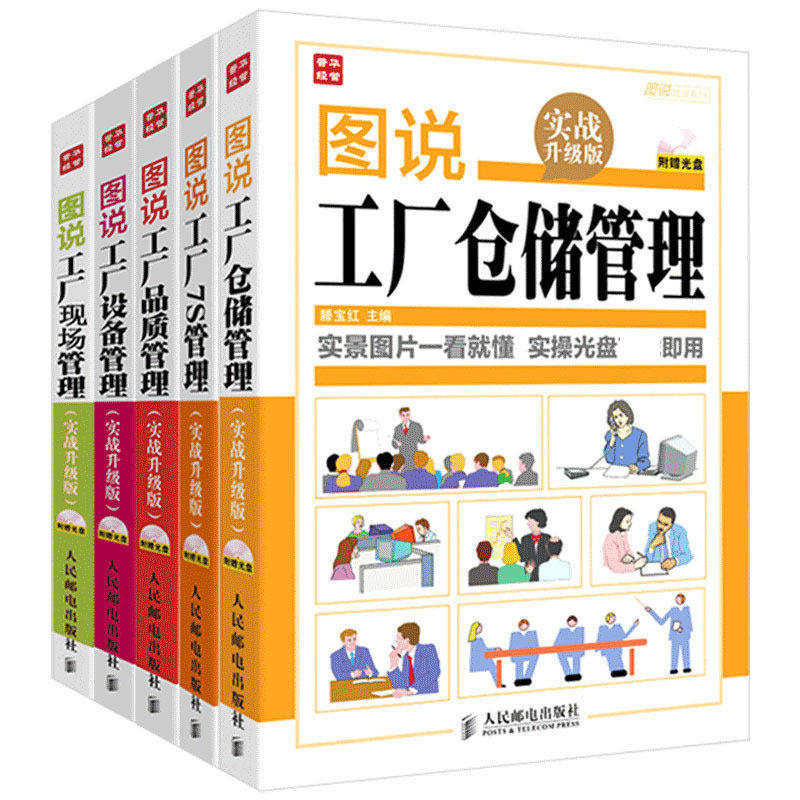 【5册】图说工厂附赠光盘 仓储管理+品质管理+7S管理+设备管理+现场管理 生产车间现场管理书 工厂各部门车间管理书籍正版
