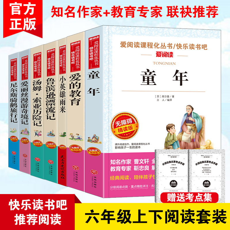 六年级快乐读书吧上下册7册童年小英雄雨来爱的教育骑鹅旅行记爱丽丝梦游仙境鲁滨逊漂流记汤姆索亚历险记小学生必课外阅读物书目
