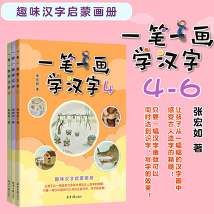 一笔一画学汉字4-6共3册趣味汉字启蒙画册15幅汉字画轻松学会86个汉字张宏如著3-10岁婴幼儿童基础识字启蒙汉字好好玩官方正版
