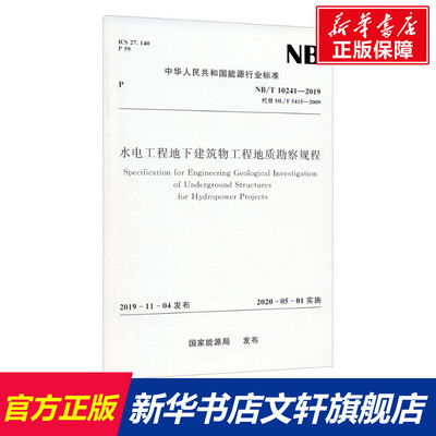 水电工程地下建筑物工程地质勘察规程 NB/T 10241-2019 代替 DL/T 5415-2009 正版书籍 新华书店旗舰店文轩官网