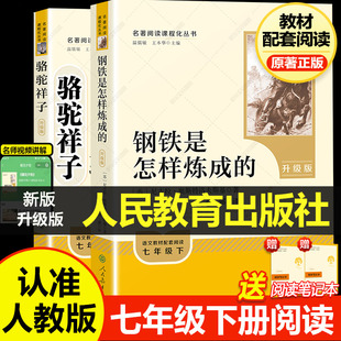 人教版 钢铁是怎样炼成的+骆驼祥子七年级必读正版阅读名著人民教育出版社升级版全书彩色印刷并配有精美插图