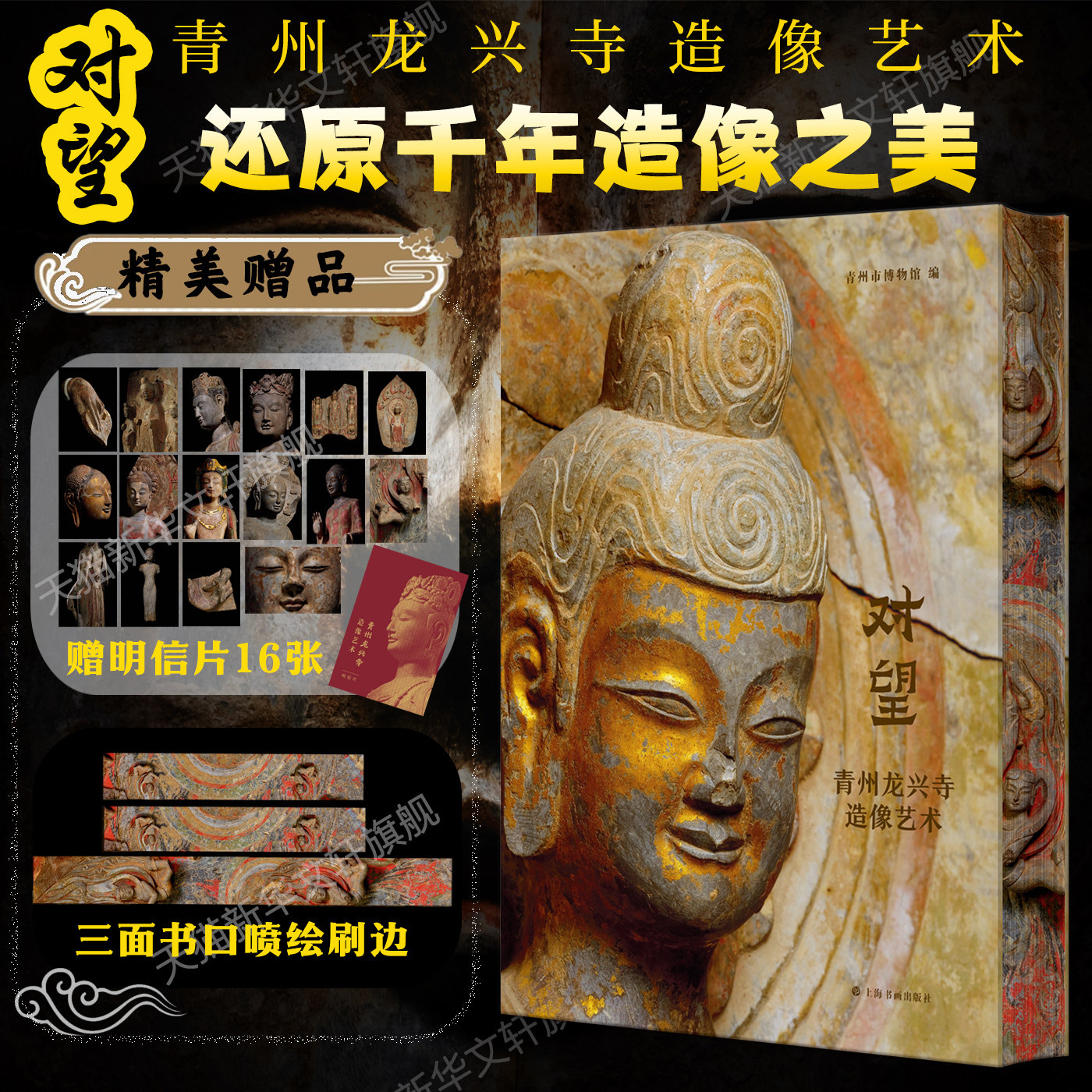 刷边+赠明信片】对望 青州龙兴寺造像艺术 上海书画出版官方正版书籍 北魏佛教造像雕刻艺术 青州微笑彩绘石雕考古研究画册摄影集