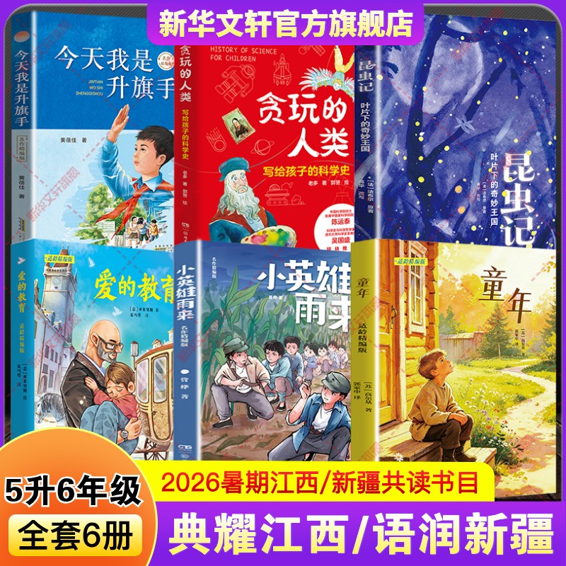 典耀江西语润新疆暑假五升六年级必阅读书小英雄雨来童年爱的教育贪玩的人类写给孩子科学史昆虫记叶片下奇妙的王国今天我是升旗手