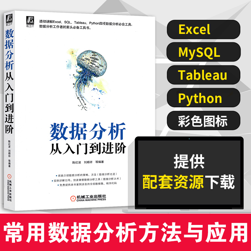 数据分析从入门到进阶 陈红波 刘顺祥 企业真实场景案例 Python数据分析可视化海量数据管理 Excel、SQL、Tableau必知必会工具正版