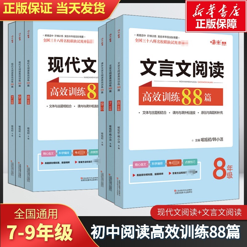 现代文文言文阅读高效训练88篇七八九年级名师特训课外名著阅读理解专项训练 初一二三789年级上下一册阅读拓展作业本基础知识手册 书籍/杂志/报纸 中学教辅 原图主图