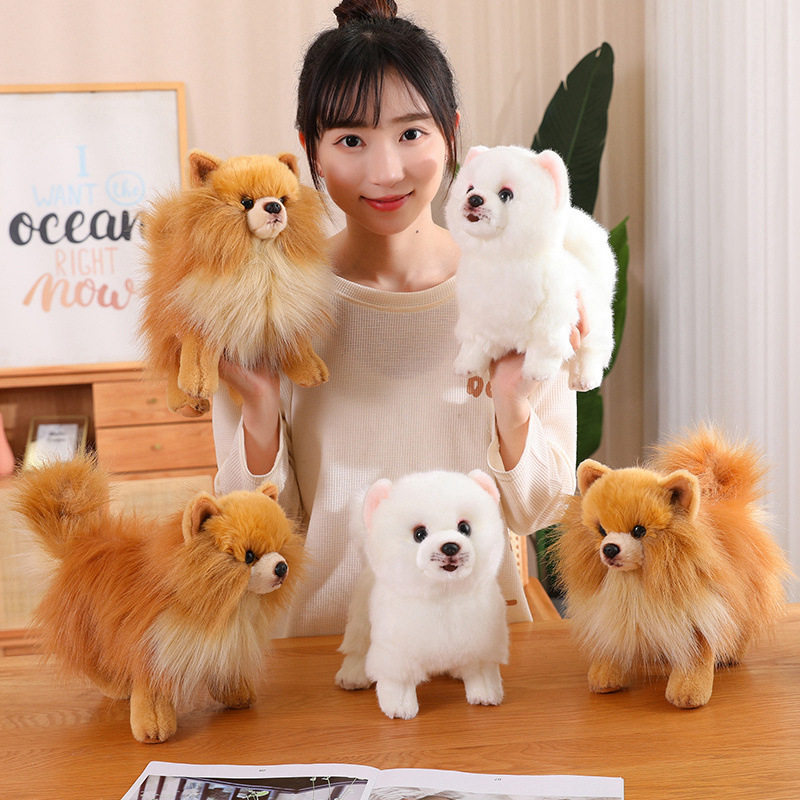 仿真博美比熊犬毛绒玩具公仔可爱小狗狗伴侣玩偶家居造型摆件娃娃