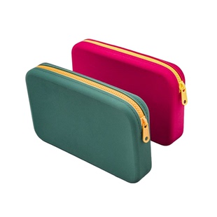 长方形收纳包大容量带拉链日用洗漱收纳袋纯色硅胶化妆品包