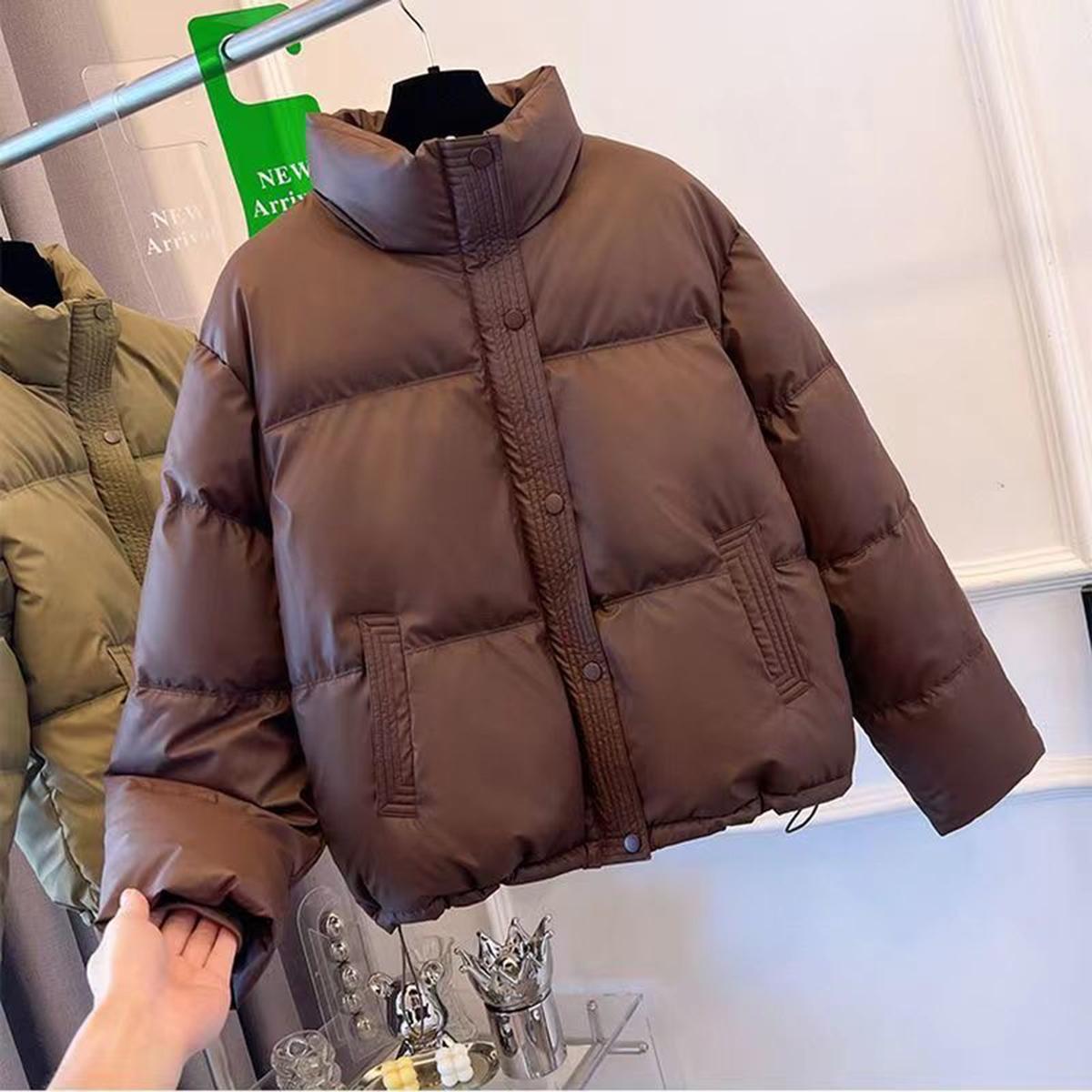 免洗PU皮棉服冬季新款宽松立领加厚防风短款棉袄外套冬装棉衣女