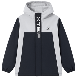 特步童装儿童外套冬季新款户外风衣男童加厚款运动上衣防风冬装男