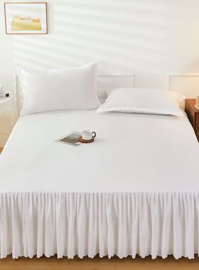 防滑纯色床裙式床套单件保护套1.5米1.8m床单床垫床笠180x200