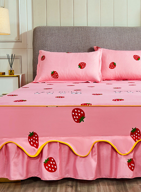 防滑床罩床裙式床套单件防尘席梦思保护套1.5/1.8m2米1.2床垫床笠