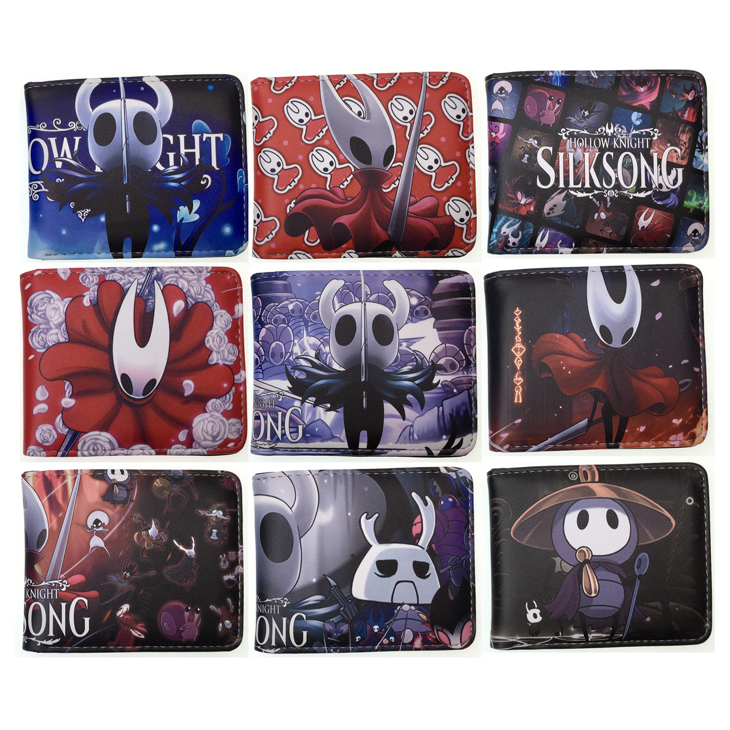 跨境 空洞骑士短款对折钱包  Hollow Knight动漫印花PU皮钱包钱夹