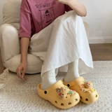 Милые ультрамягкие летние нескользящие тапочки в стиле Crocs, мюли на платформе, женские тапочки, женский стиль, подходят для носки на улице, антибактериальная пропитка, закрытый носок