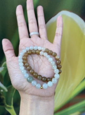 和田玉糖白色双圈适合小手围尺寸卡7