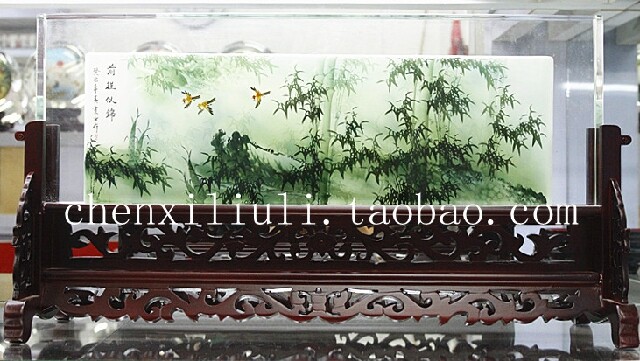 翠竹内画屏风玻璃礼物
