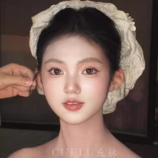 cheli丘林原创设计香槟色仙气蝴蝶结大肠发圈马尾盘发新娘头饰