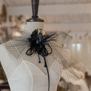 cheli丘林原创手作网纱蝴蝶结发夹新款新娘领证蕾丝发饰拍照写真