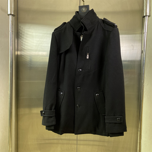单排扣羊毛呢子外套大牌D40 大衣男冬季 专柜瘦版 56商务立领中长款