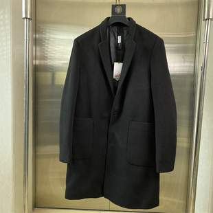 黑色保暖大衣D59 冬季 专柜2XL商务休闲羊毛呢西装 外套男中长款