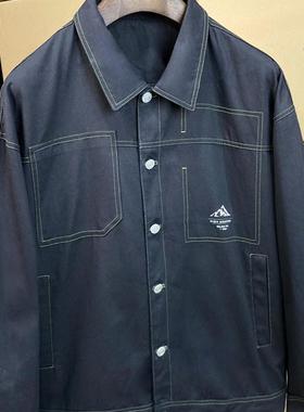 断码微瑕-翻领牛仔夹克衫春秋时尚休闲牛仔外套纯棉黑色上衣男C02