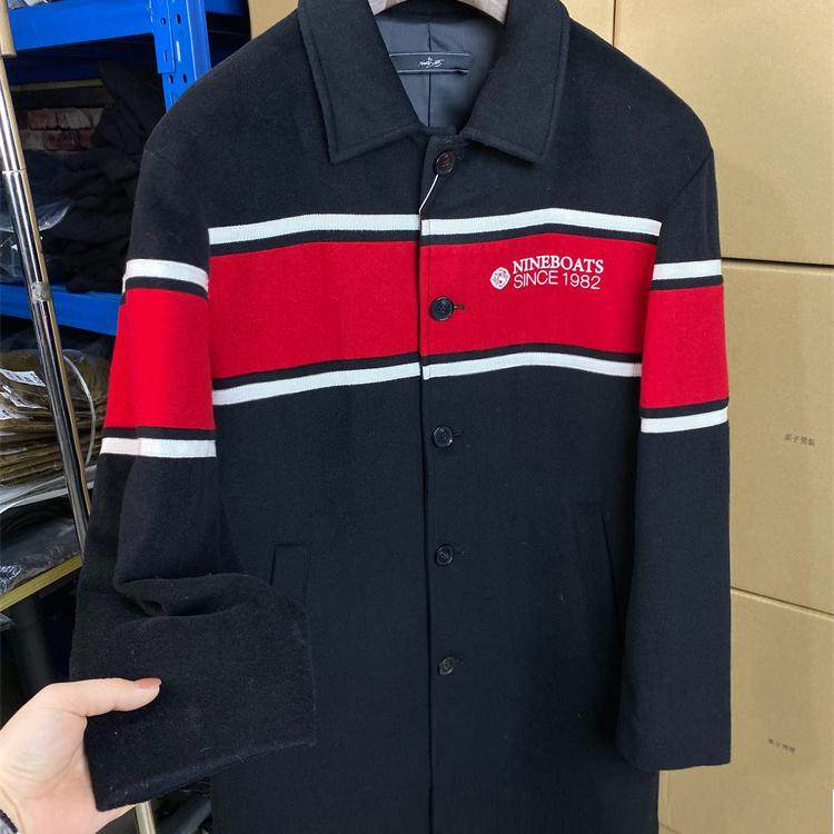 撞色翻领羊毛呢子大衣高货男装中长款风衣外套轻奢欧货简约Q110,男装,毛呢大衣,淘宝优惠券,粉丝福利购,淘宝优惠卷