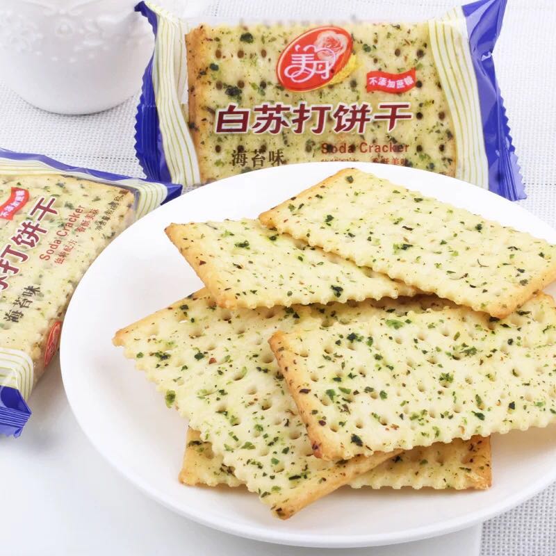 美丹白苏打饼干鲜葱咸味苏打饼干奶盐芝麻味海苔味办公室零食点心