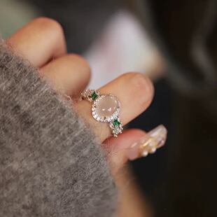 花花世界 仿白玉髓戒指冰种鸽子蛋气质百搭时尚轻奢仿冰种指环