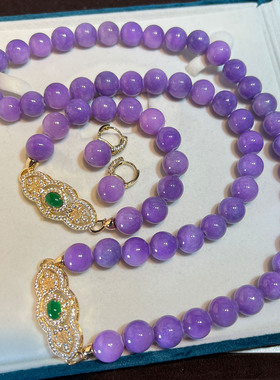 紫罗兰12MM贵气中古vintage轻奢百搭925高级感复古铜镶锆项链耳钉