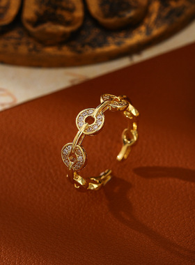 春节新款铜钱戒指中国风时尚开口戒轻奢时尚小众高级感食指戒