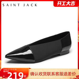 SAINT JACK2021新款低黑色平底尖头单鞋女鞋浅
