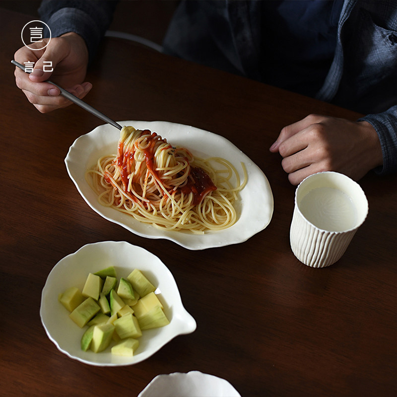 言己生活景德镇原创贝壳系列高颜值陶瓷餐具长盘鱼盘中式菜盘套组