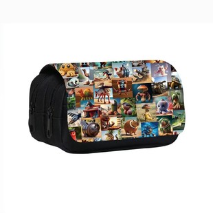 山海经Italian Brainrot双层笔袋Al意大利脑洞鲨鱼学生笔袋文具袋