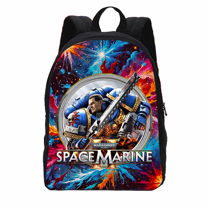战锤40K星际战士2印花双肩背包Space Marine 2 中小学生儿童书包